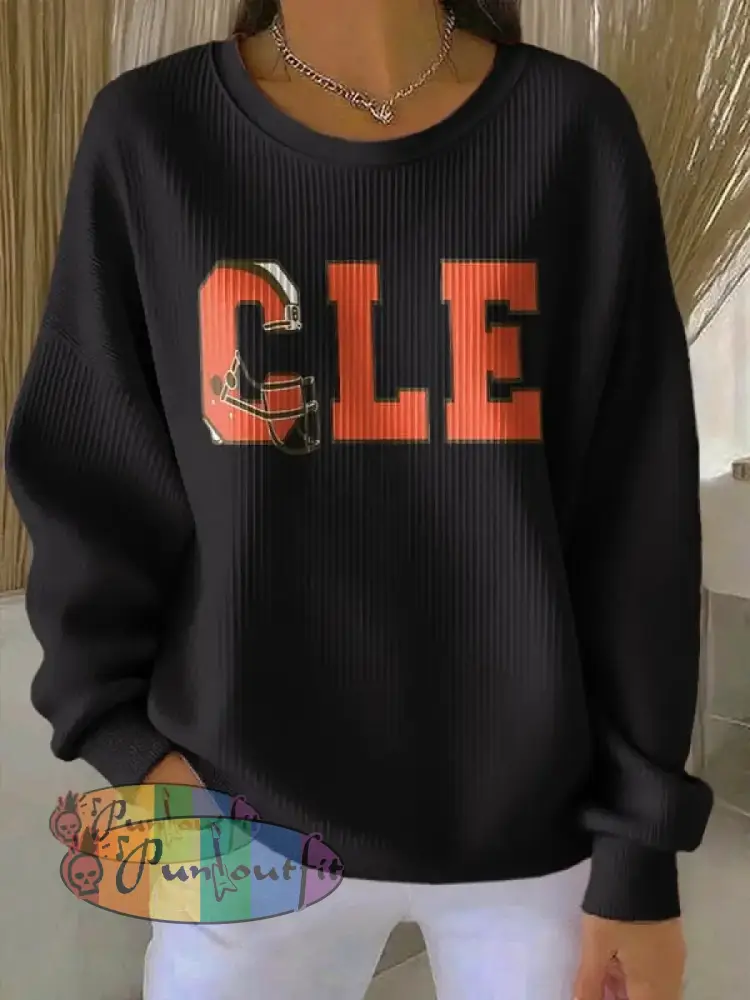 Women’s Football Fans Lovers Gameday Casual Regular Sweatshirt Black / S