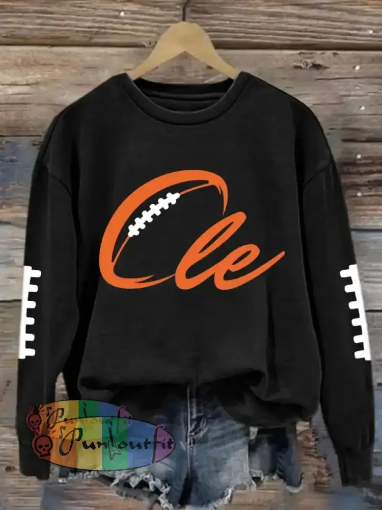 Women’s Football Fans Lovers Gameday Casual Regular Sweatshirt Black / S
