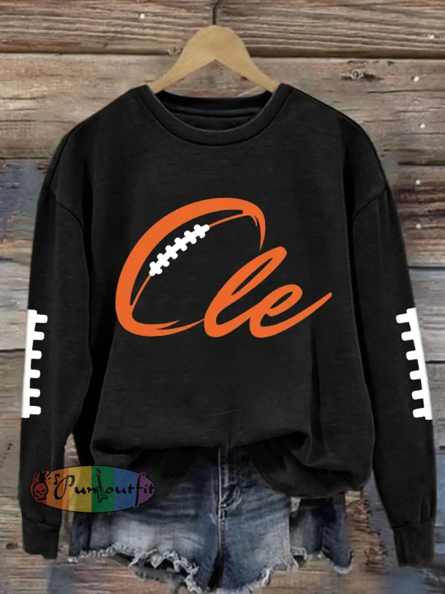 Women’s Football Fans Lovers Gameday Casual Regular Sweatshirt Black / S