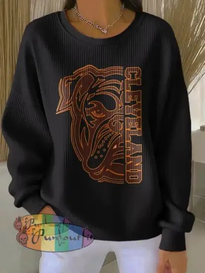 Women’s Football Fans Lovers Gameday Casual Regular Sweatshirt Black / S