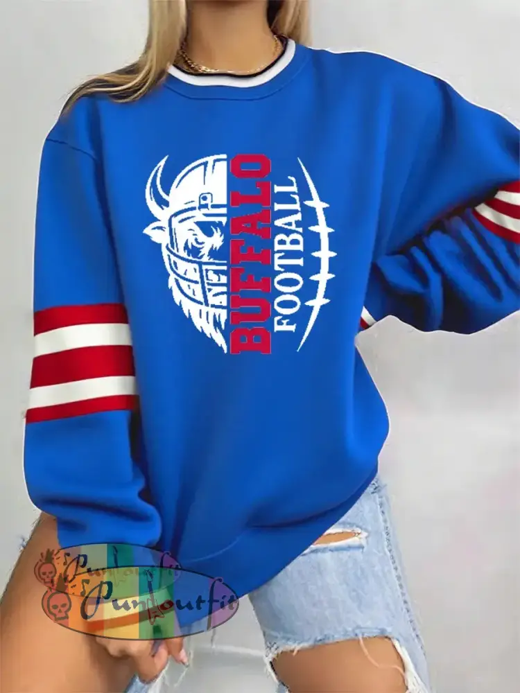 Women’s Football Fans Lovers Gameday Casual Regular Sweatshirt Blue / S