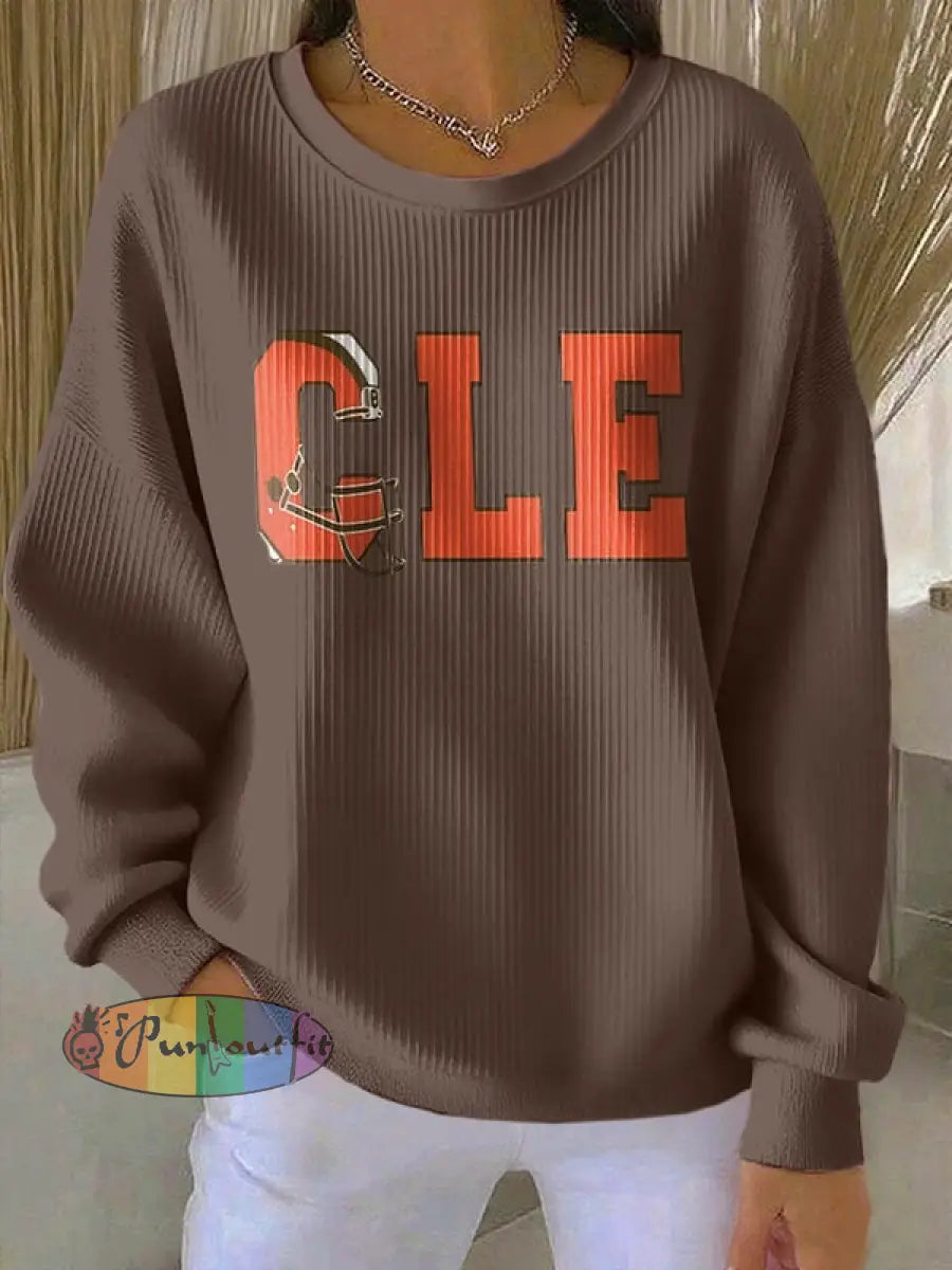 Women’s Football Fans Lovers Gameday Casual Regular Sweatshirt Brown / S