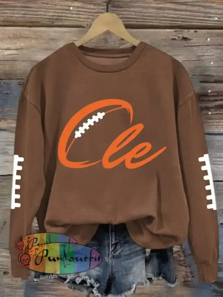 Women’s Football Fans Lovers Gameday Casual Regular Sweatshirt Brown / S