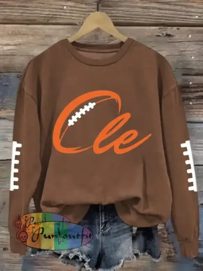 Women’s Football Fans Lovers Gameday Casual Regular Sweatshirt Brown / S