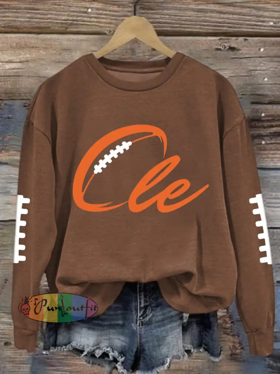 Women’s Football Fans Lovers Gameday Casual Regular Sweatshirt Brown / S