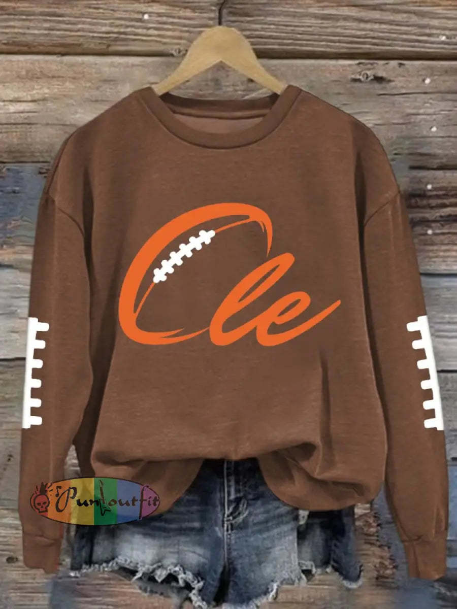 Women’s Football Fans Lovers Gameday Casual Regular Sweatshirt Brown / S