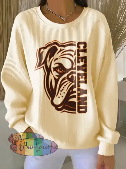 Women’s Football Fans Lovers Gameday Casual Regular Sweatshirt Creamy White / S