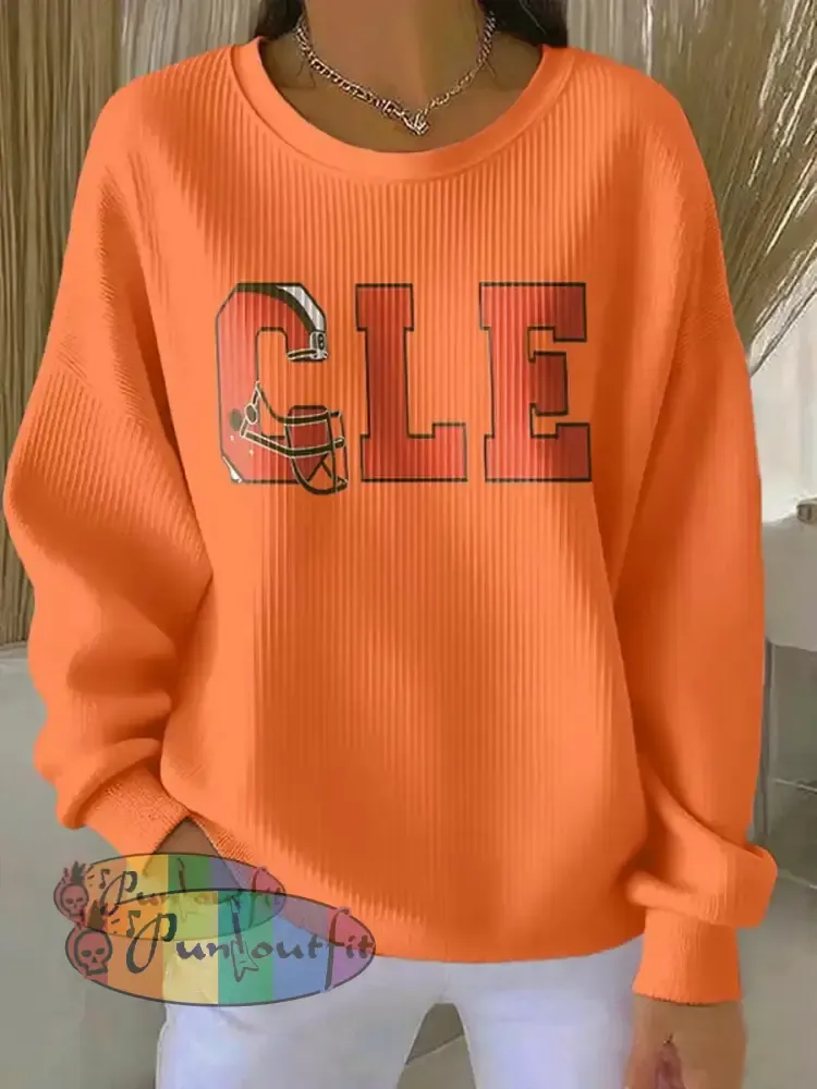Women’s Football Fans Lovers Gameday Casual Regular Sweatshirt Orange / S