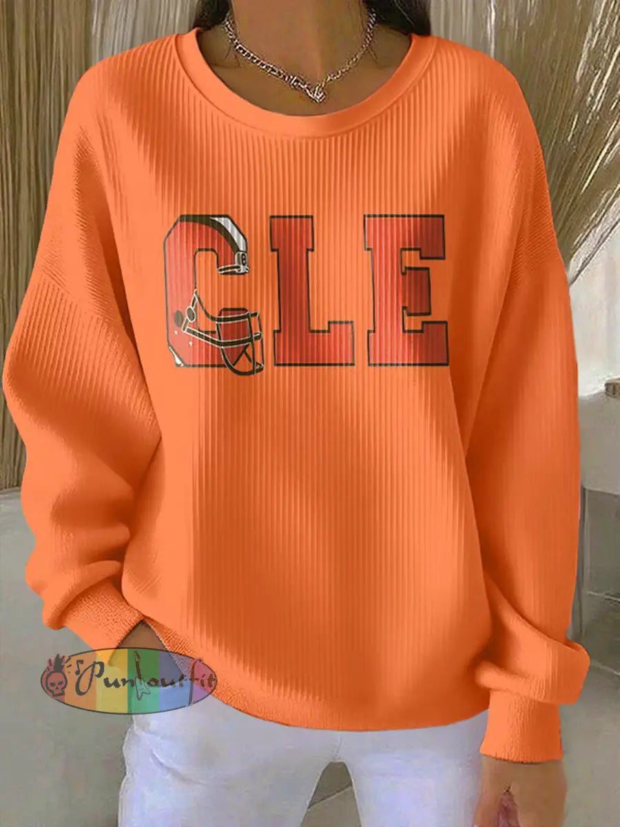 Women’s Football Fans Lovers Gameday Casual Regular Sweatshirt Orange / S