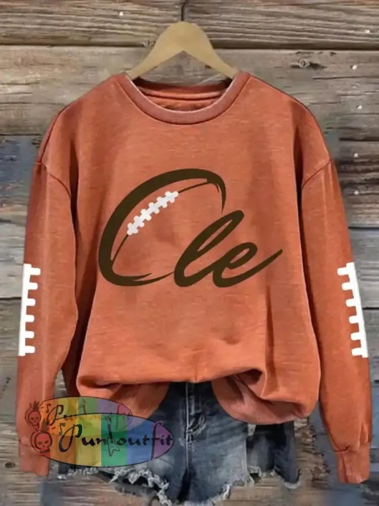 Women’s Football Fans Lovers Gameday Casual Regular Sweatshirt Orange / S