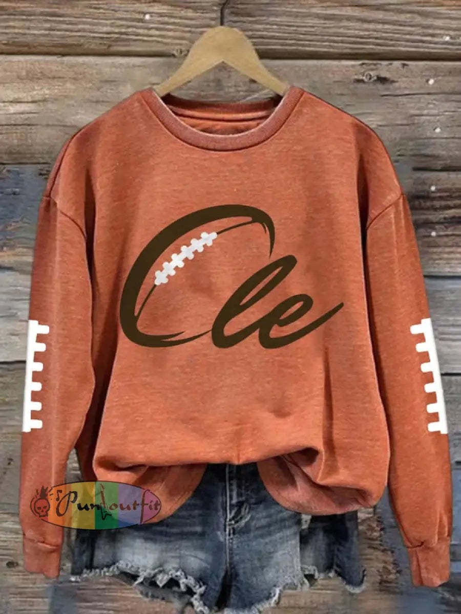 Women’s Football Fans Lovers Gameday Casual Regular Sweatshirt Orange / S