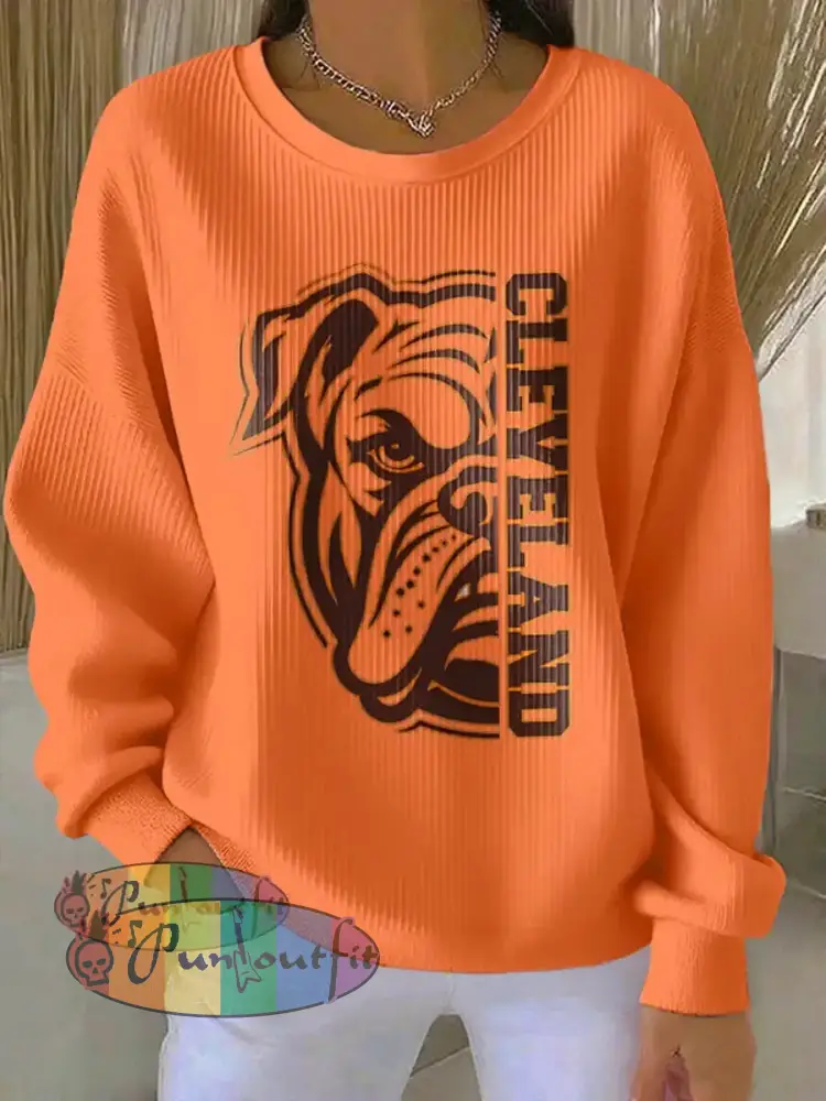 Women’s Football Fans Lovers Gameday Casual Regular Sweatshirt Orange / S