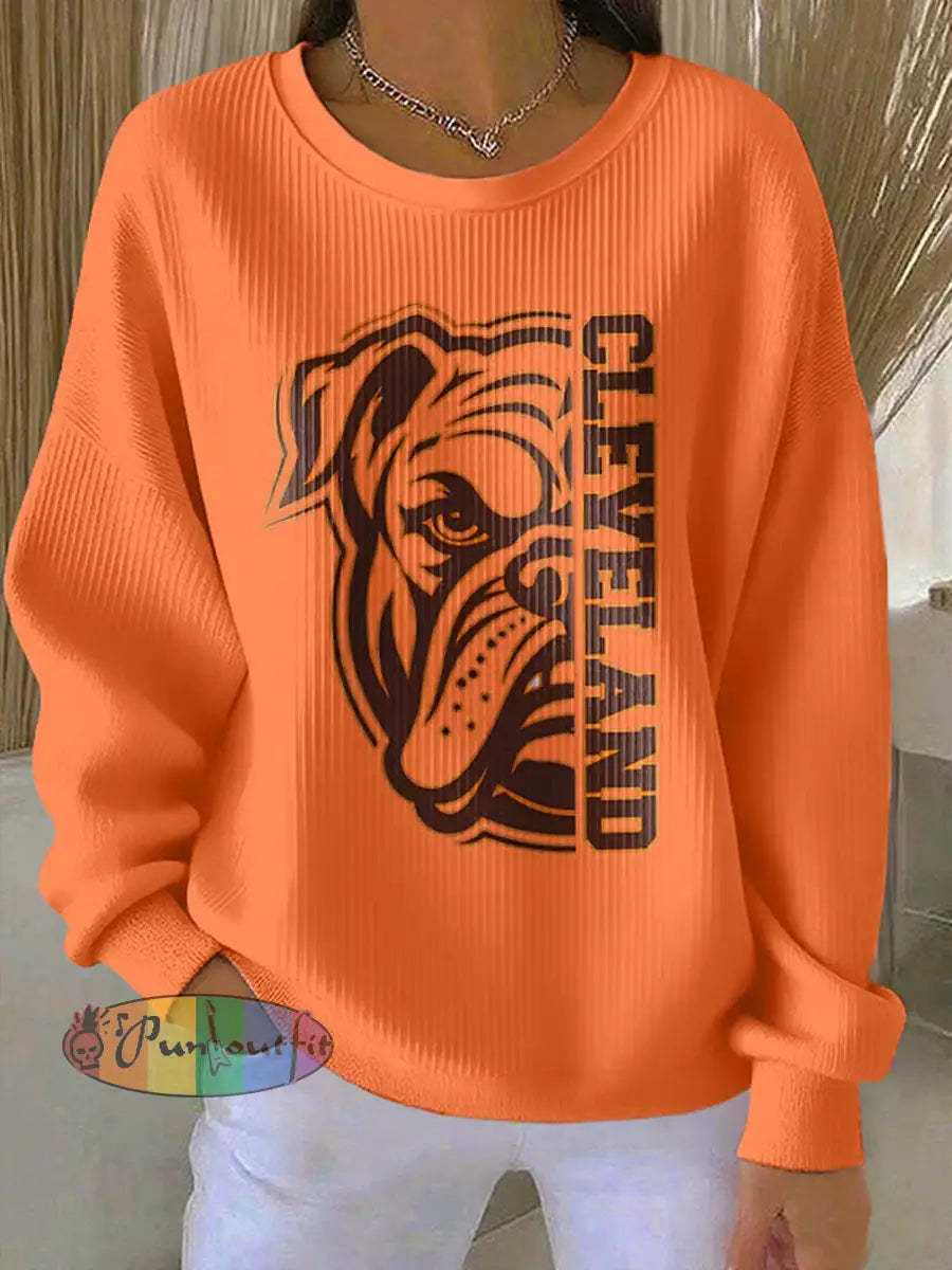 Women’s Football Fans Lovers Gameday Casual Regular Sweatshirt Orange / S