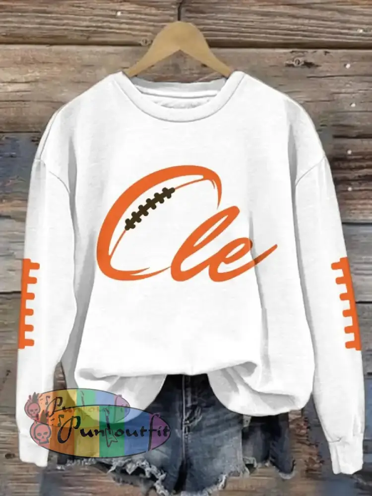 Women’s Football Fans Lovers Gameday Casual Regular Sweatshirt White / S