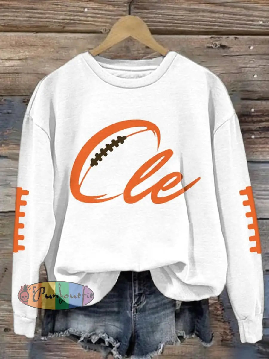 Women’s Football Fans Lovers Gameday Casual Regular Sweatshirt White / S