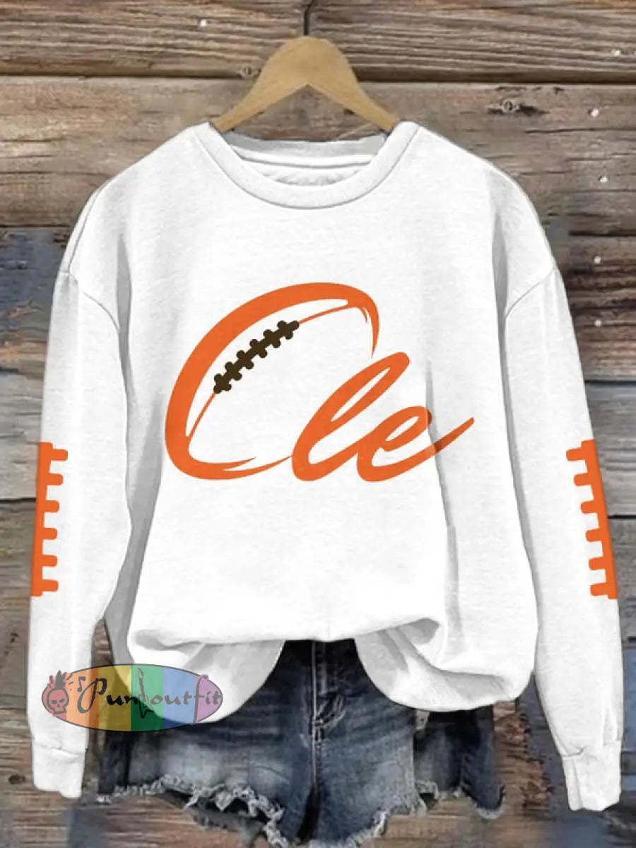 Women’s Football Fans Lovers Gameday Casual Regular Sweatshirt White / S