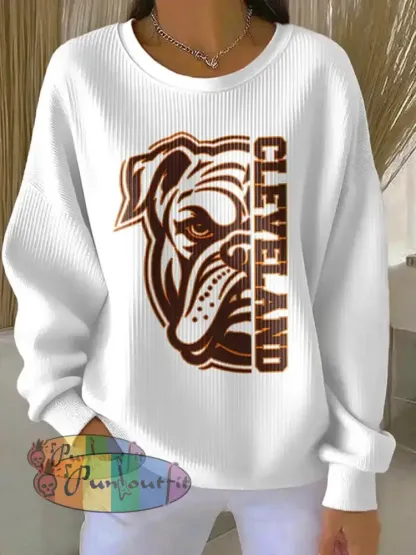 Women’s Football Fans Lovers Gameday Casual Regular Sweatshirt White / S