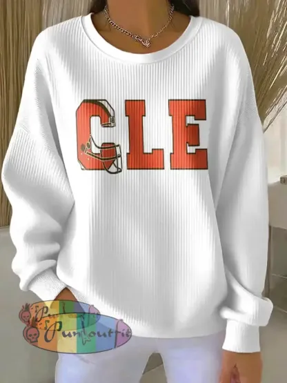 Women’s Football Fans Lovers Gameday Casual Regular Sweatshirt White / S