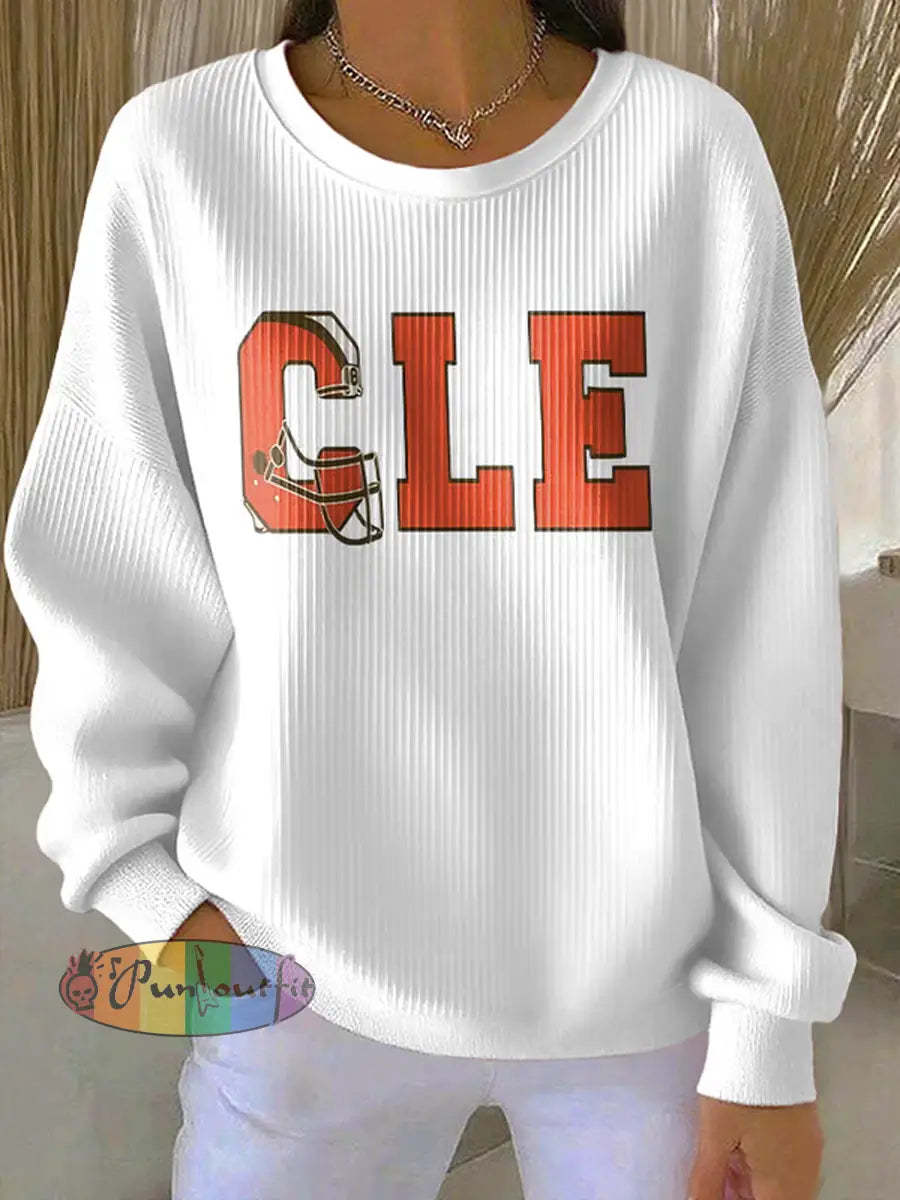 Women’s Football Fans Lovers Gameday Casual Regular Sweatshirt White / S