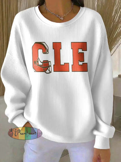 Women’s Football Fans Lovers Gameday Casual Regular Sweatshirt White / S
