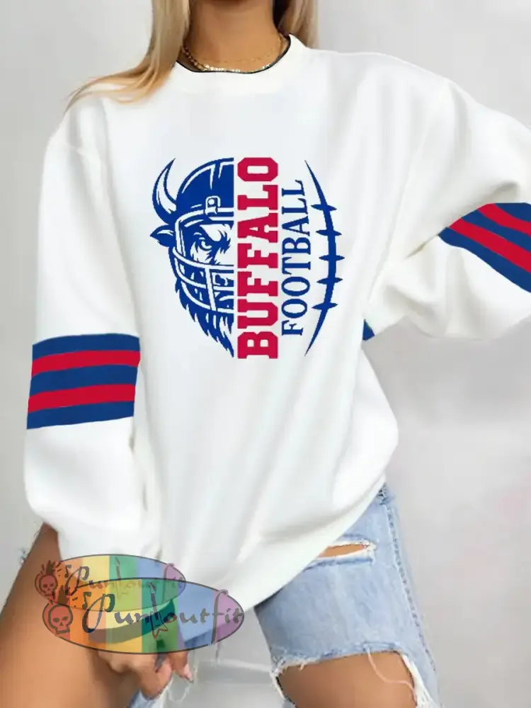 Women’s Football Fans Lovers Gameday Casual Regular Sweatshirt White / S