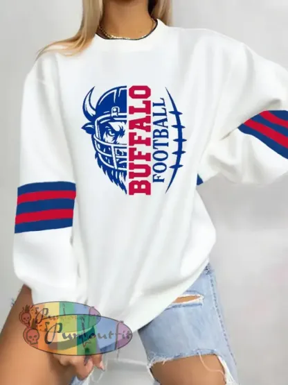 Women’s Football Fans Lovers Gameday Casual Regular Sweatshirt White / S