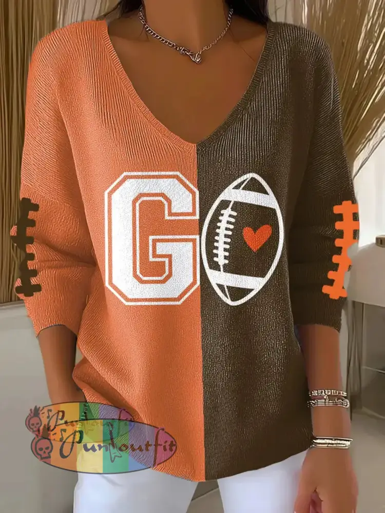 Women’s Football Fans Lovers Gameday Casual Ribbed Top As picture / S