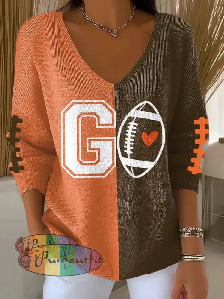 Women’s Football Fans Lovers Gameday Casual Ribbed Top As picture / S