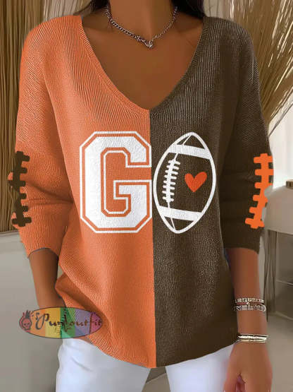 Women’s Football Fans Lovers Gameday Casual Ribbed Top As picture / S