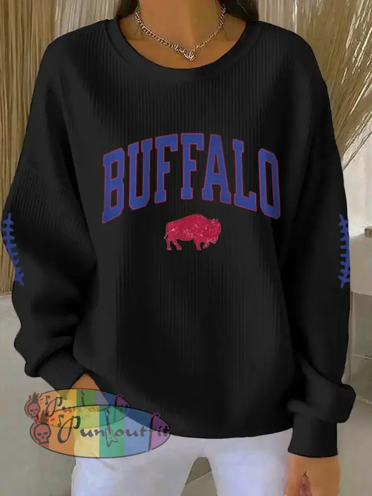 Women’s Football Fans Lovers Gameday Casual Sweatshirt Black / S