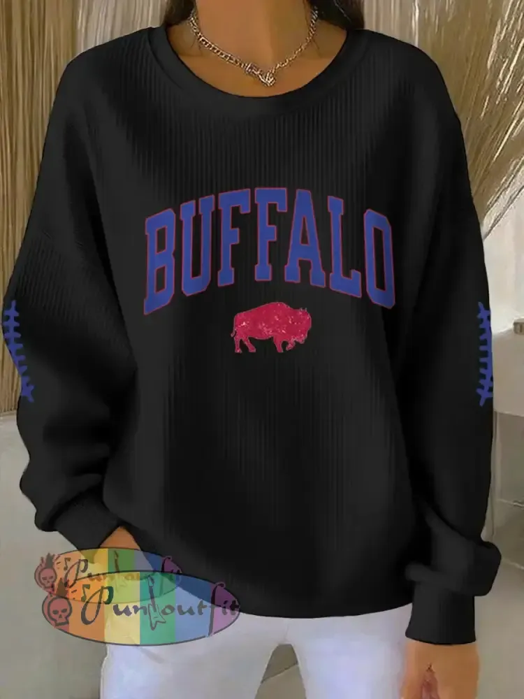 Women’s Football Fans Lovers Gameday Casual Sweatshirt Black / S