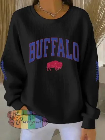 Women’s Football Fans Lovers Gameday Casual Sweatshirt Black / S