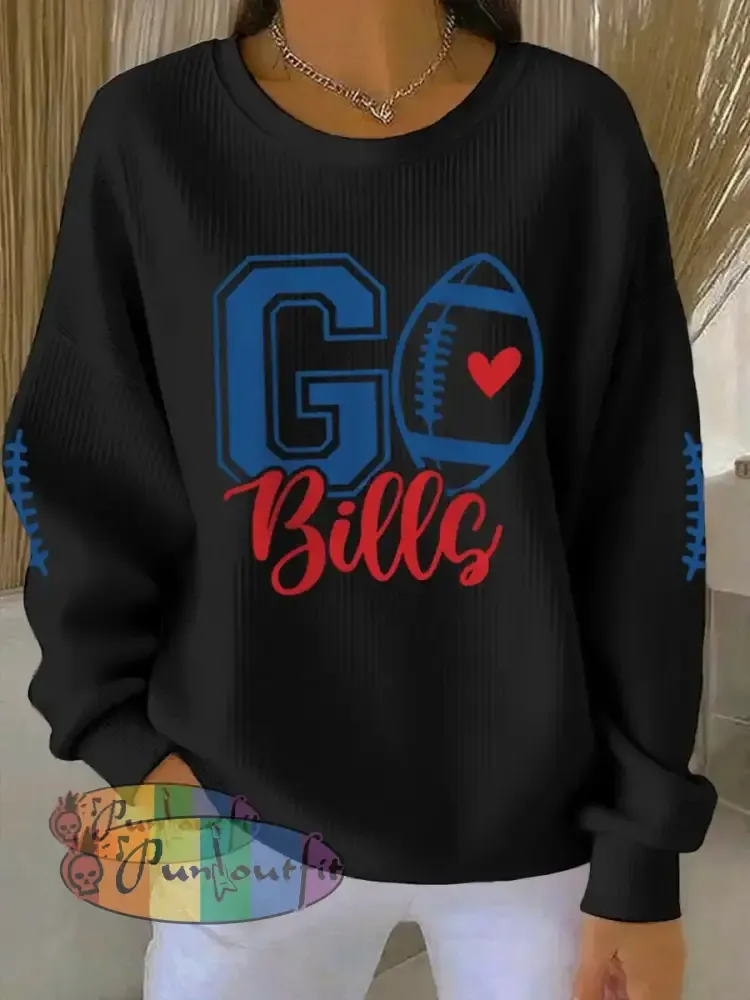 Women’s Football Fans Lovers Gameday Casual Sweatshirt Black / S
