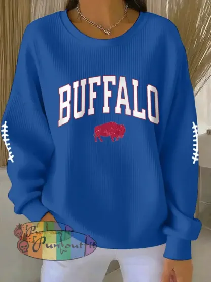 Women’s Football Fans Lovers Gameday Casual Sweatshirt Blue / S