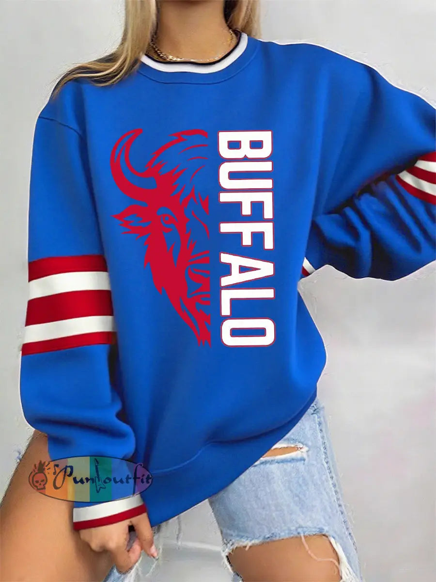 Women’s Football Fans Lovers Gameday Casual Sweatshirt Blue / S