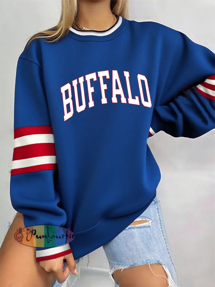 Women’s Football Fans Lovers Gameday Casual Sweatshirt Blue / S