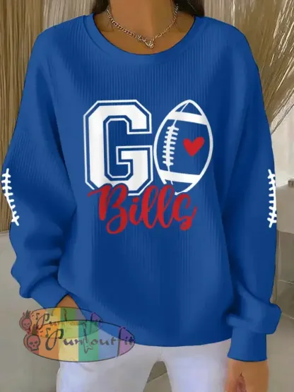 Women’s Football Fans Lovers Gameday Casual Sweatshirt Blue / S