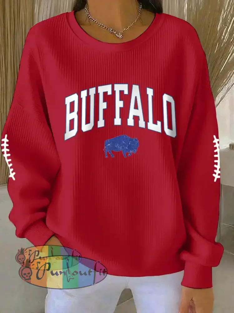 Women’s Football Fans Lovers Gameday Casual Sweatshirt Red / S