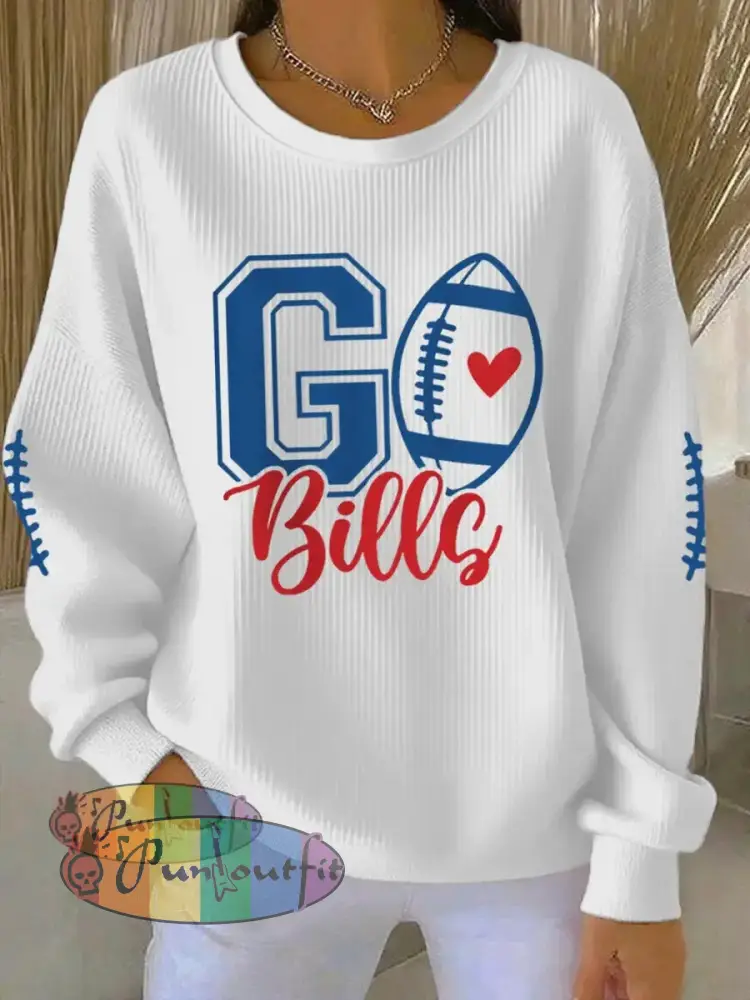 Women’s Football Fans Lovers Gameday Casual Sweatshirt White / S