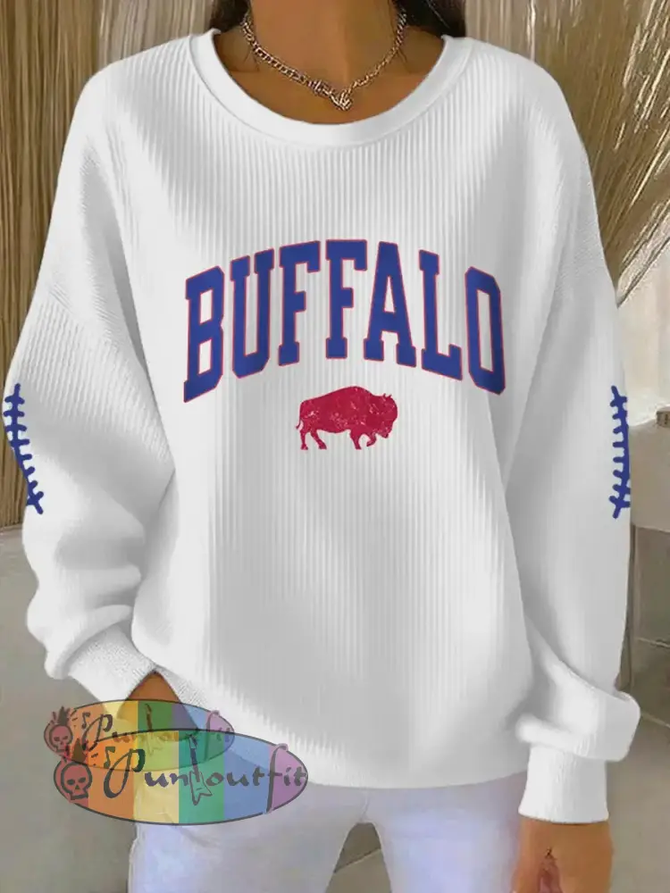 Women’s Football Fans Lovers Gameday Casual Sweatshirt White / S