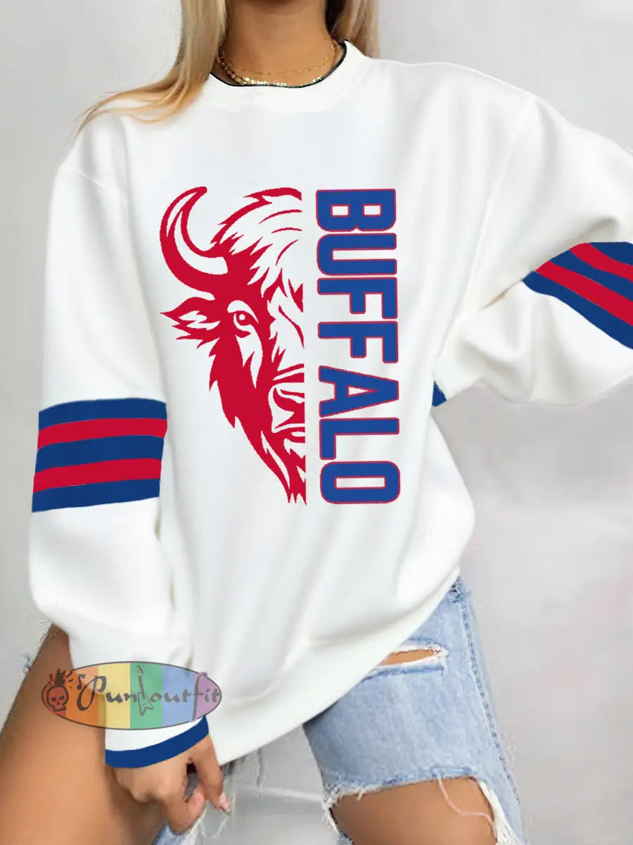 Women’s Football Fans Lovers Gameday Casual Sweatshirt White / S
