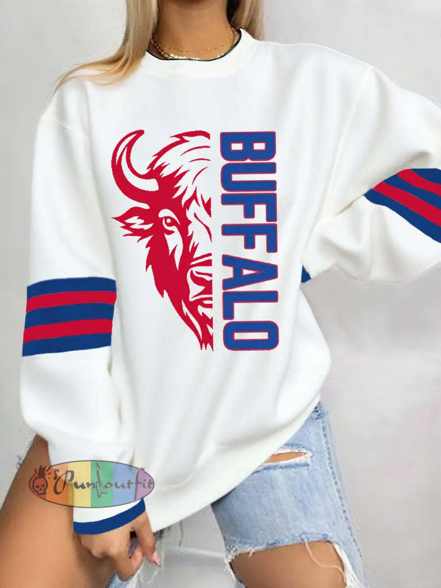 Women’s Football Fans Lovers Gameday Casual Sweatshirt White / S