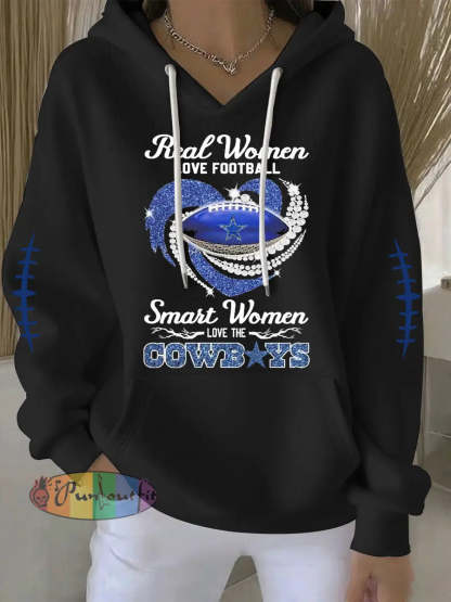 Women’s Football Print Casual Hoodie Black / S