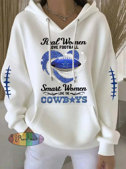 Women’s Football Print Casual Hoodie White / S