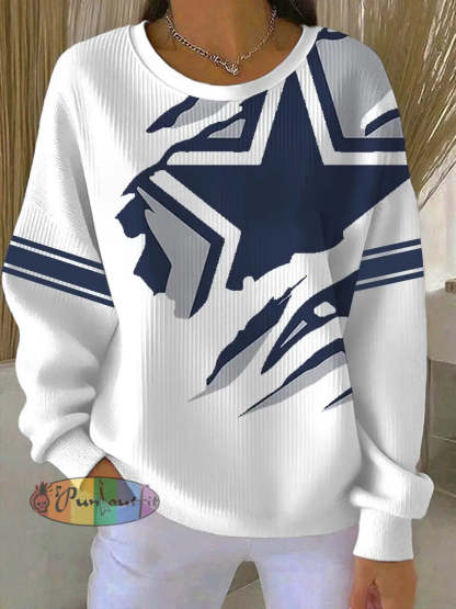 Women’s Football Print Casual Sweatshirt White / S
