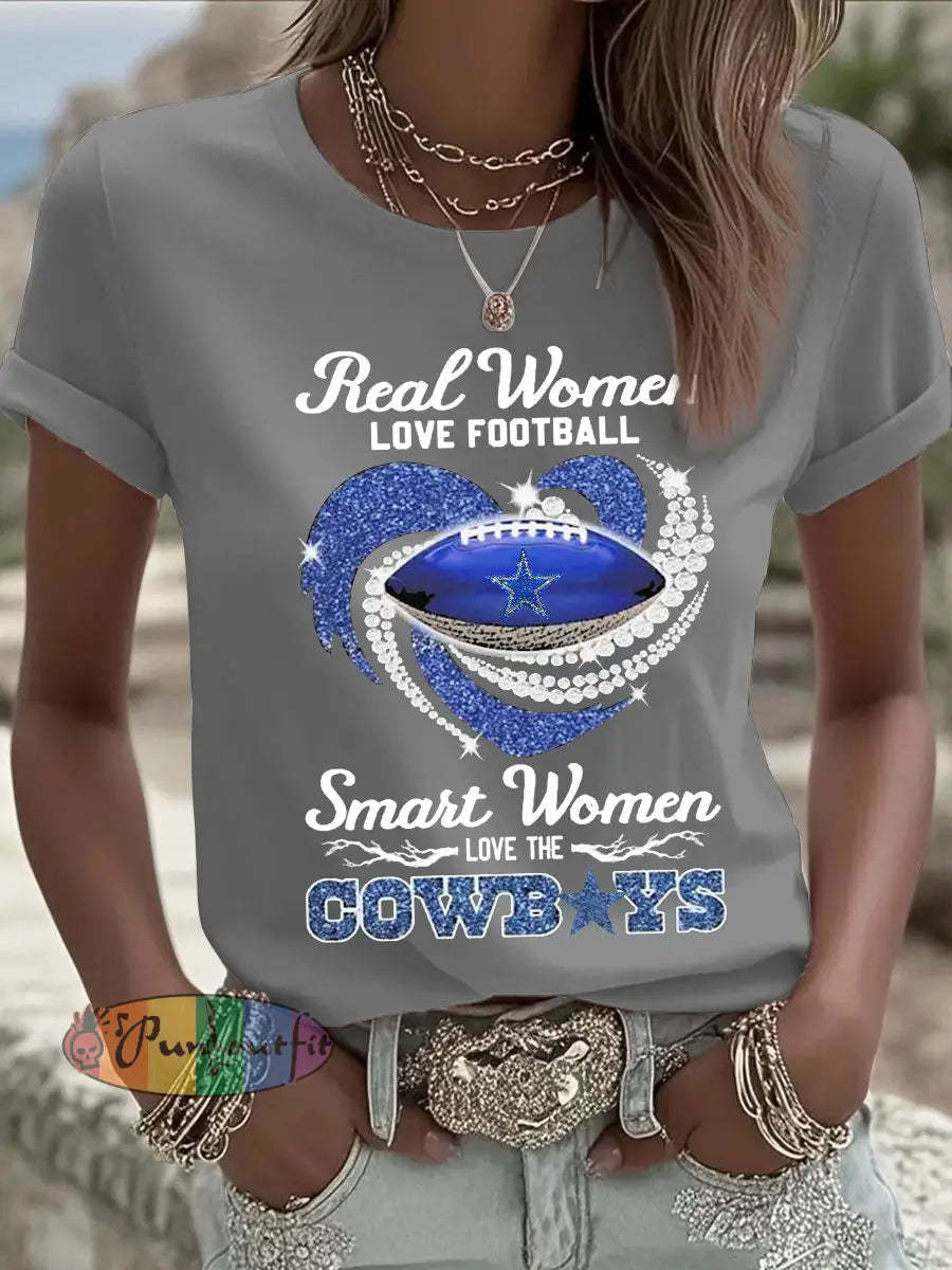 Women’s Football Print Casual T-shirt Gray / S