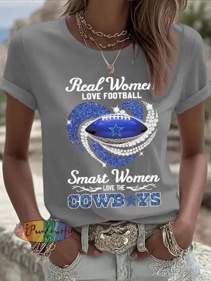 Women’s Football Print Casual T-shirt Gray / S