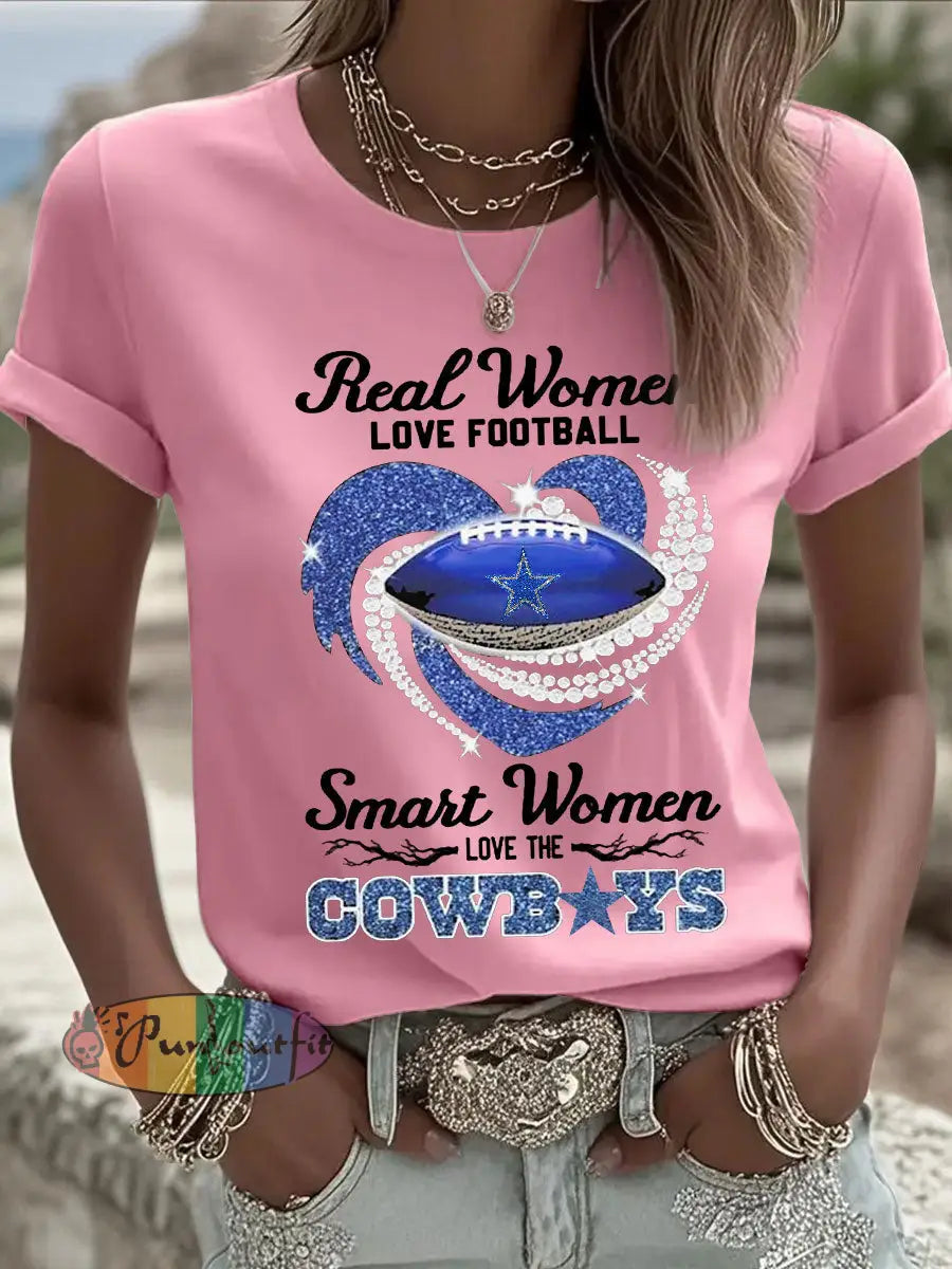 Women’s Football Print Casual T-shirt Pink / S