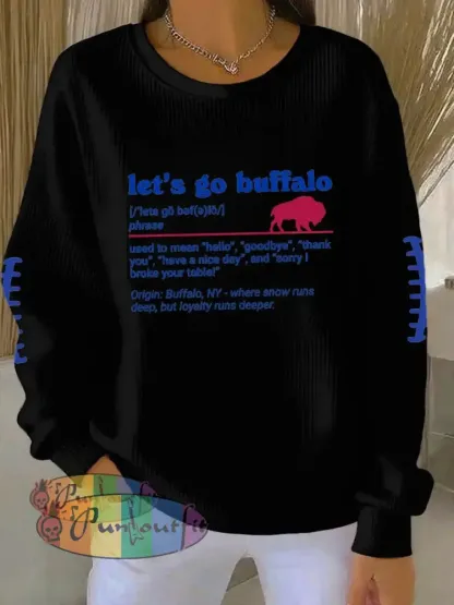 Women’s Go Buffalo Football Fans Lovers Gameday Casual Sweatshirt Black / S