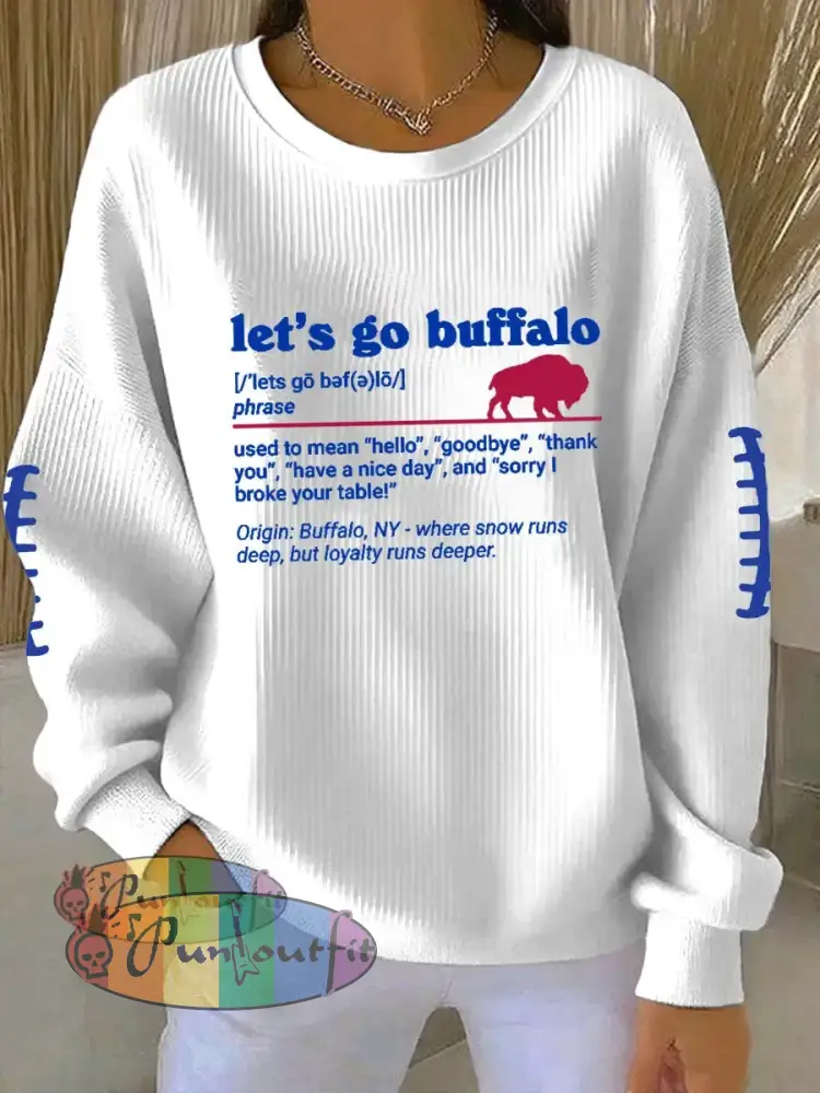 Women’s Go Buffalo Football Fans Lovers Gameday Casual Sweatshirt White / S